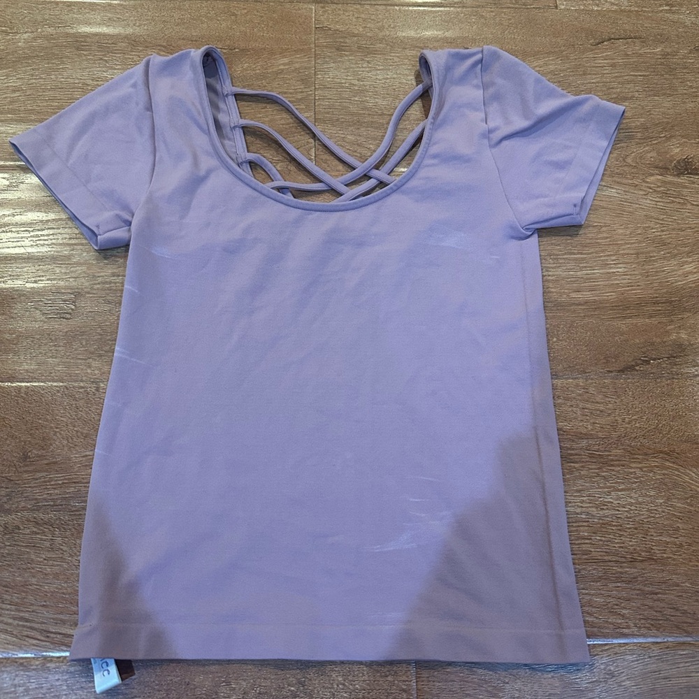 Lavender Crisscross Short Sleeve Top